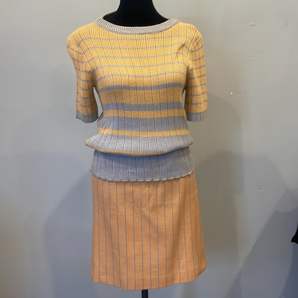 Super vintage 60’s style Robbie rivers pale yellow & powder blue sweater /skirt - Picture 6 of 7